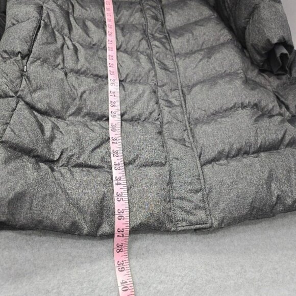 Lands' End Down Quilted Puffer Coat Jacket 3X Heathered Gray Hood Faux Fur - Picture 11 of 15